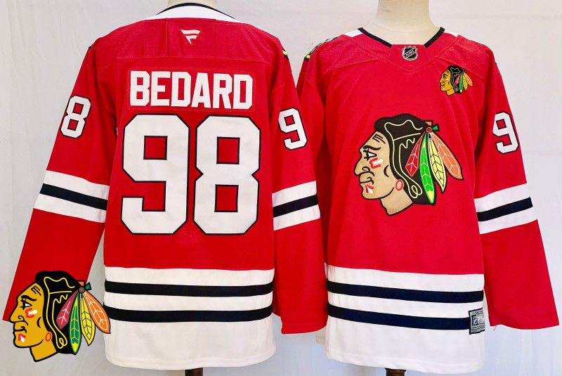 Men Chicago Blackhawks #98 Bedard Red Fanatics 2025 NHL Jersey style 2->chicago blackhawks->NHL Jersey